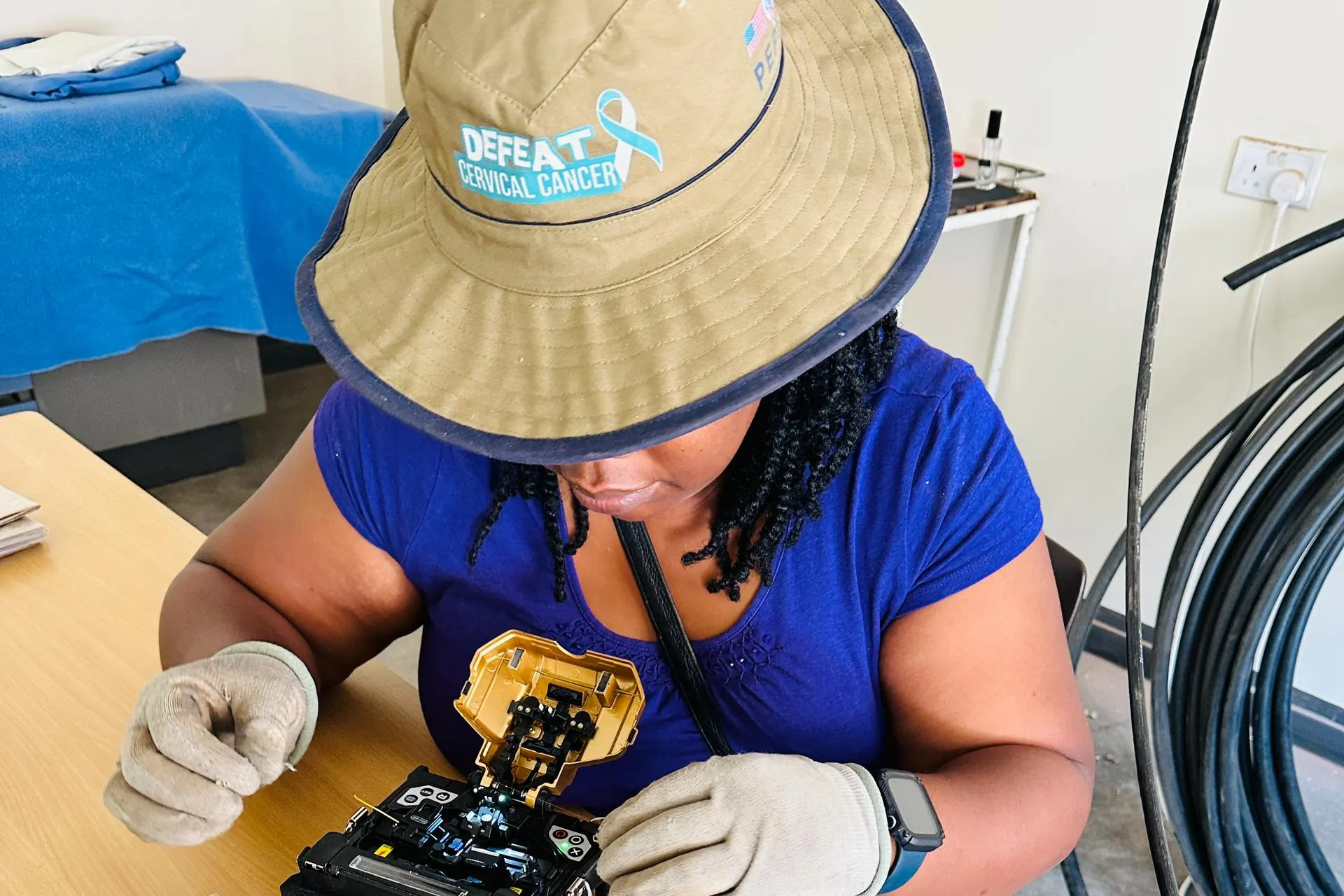 Zimbabwean engineers connecting a health facility to digital infrastructure